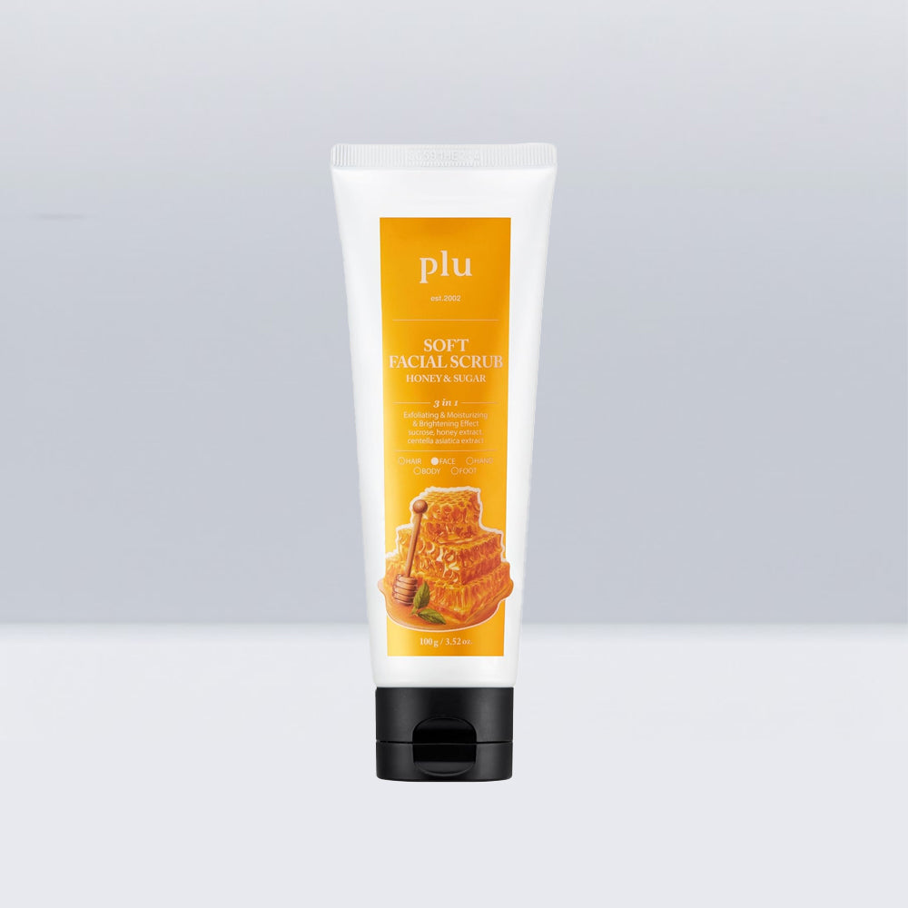 Plu フェイシャルスクラブ ハニー&シュガー 100g | Soft Facial Scrub with Honey & Sugar | 韓国コスメ 毛穴ケア 角質ケア 敏感肌にもおすすめ