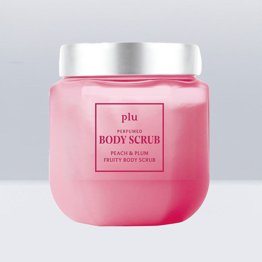 plu パフュームド ボディスクラブ 500g ピーチアンドプラム香り さらっと保湿 角質ケア なめらか肌 低刺激 脂性肌 混合肌 韓国コスメ 香水のような香り Korean Body Scrub Fruity Peach&Plum Scent